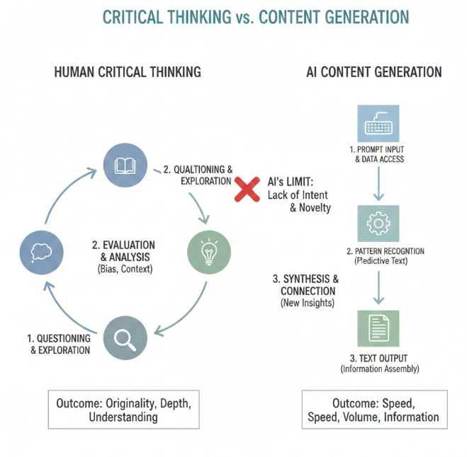 Critical Thinking vs. Content Generation: Why Human Synthesis Remains Essential in Academic Writing